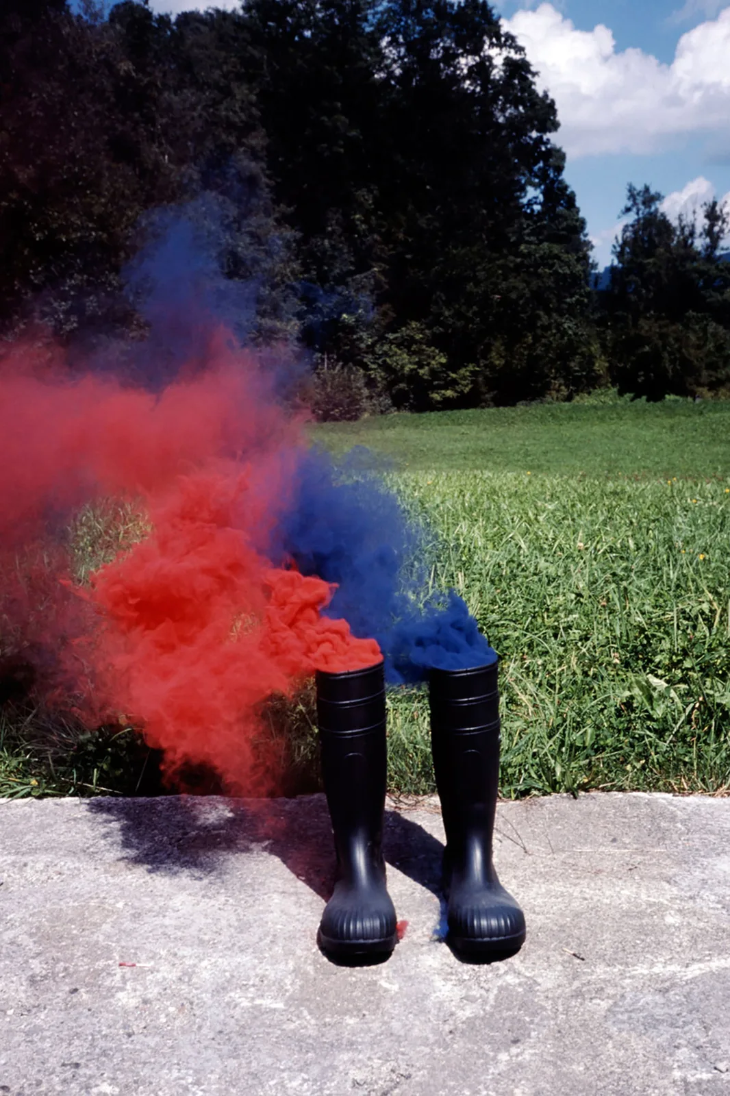 Stiefel Rot-Blau