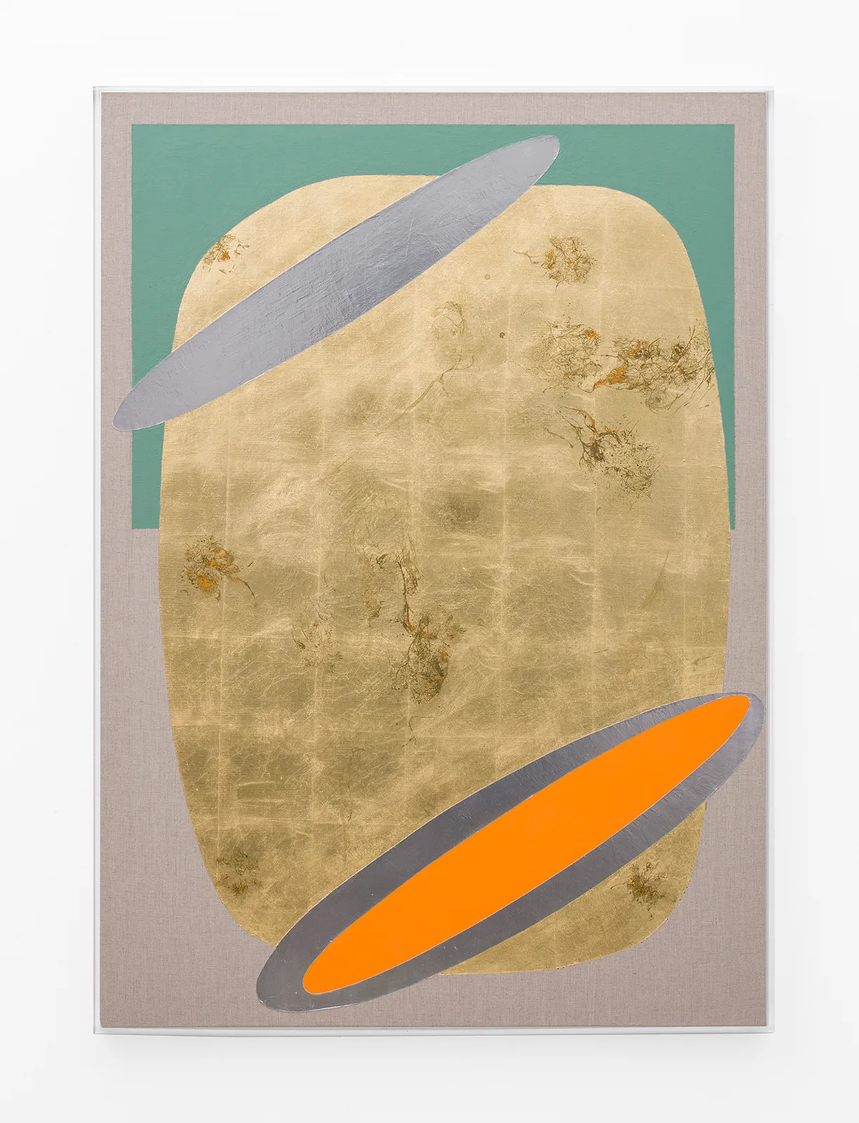 Hair orchid sweat print, orange & oxide green mirror pool