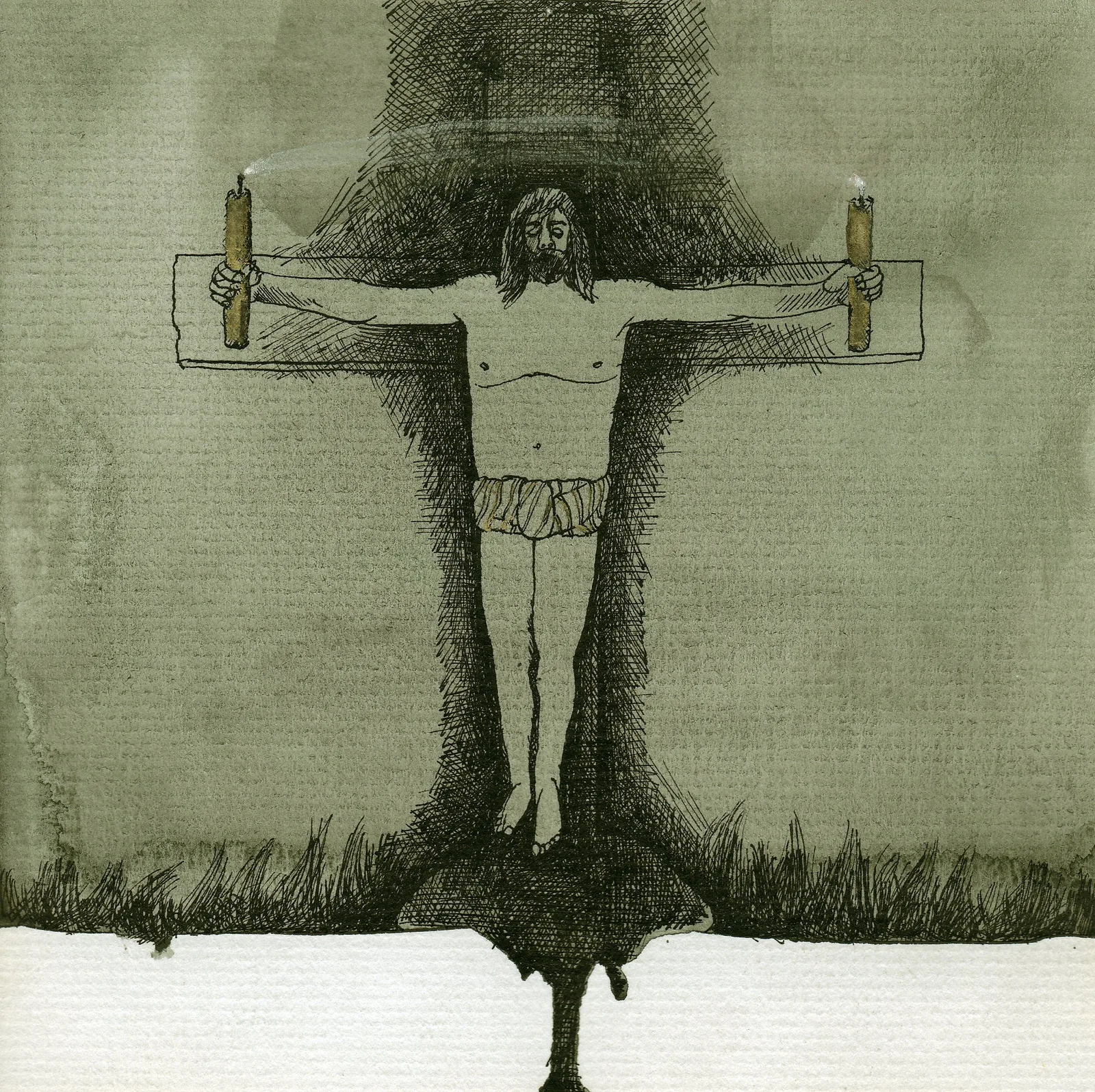 Drawing #52 from the cycle of 150 drawings “Crucifixion for the Fisherman”