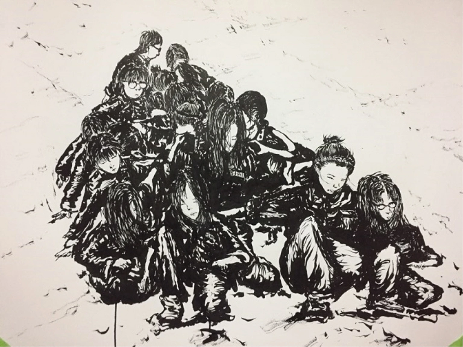 Little South Korean girls in the military training course