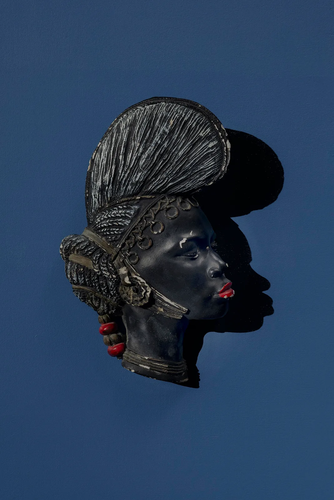 Black Female Figure on Blue Background (Manufactured by Mizrahi, Israel 1960s)