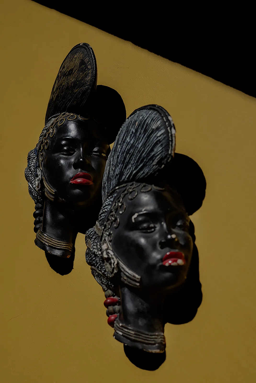 David Adika, Black Female Figures on Yellow Background (Manufactured by Mizrahi, Israel 1960s)
