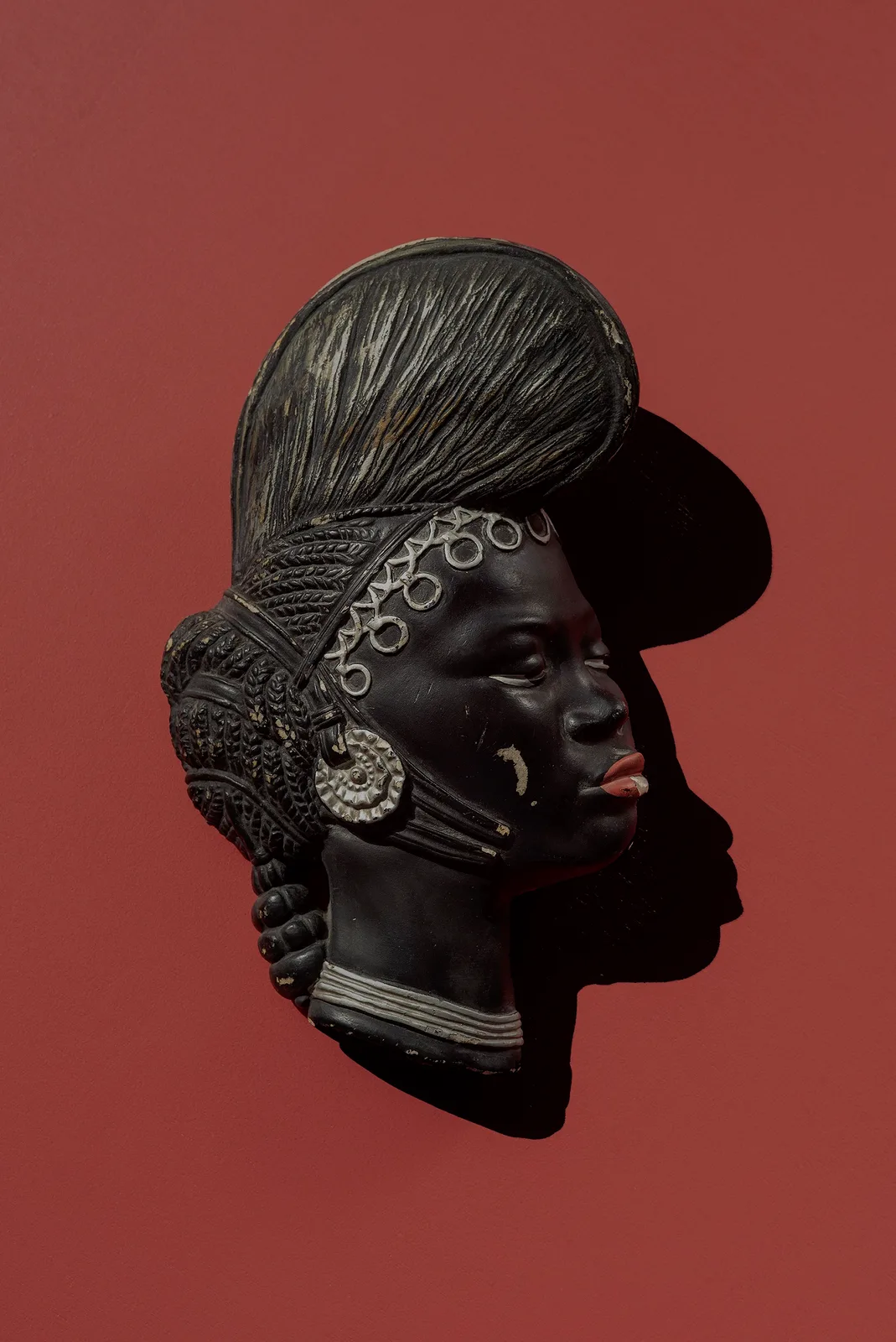 David Adika, Black Female Figure on Red Background (Manufactured by Mizrahi, Israel 1960s)