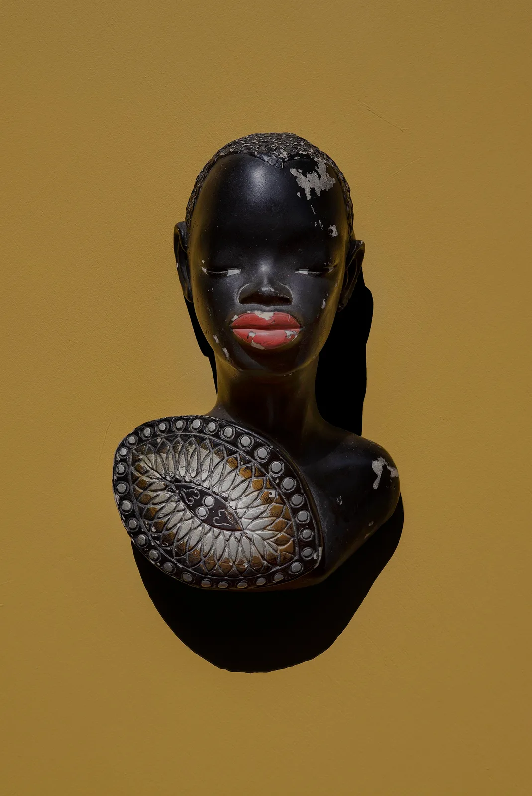 David Adika, Black Boy Figure on Yellow Background (Manufactured by Mizrahi, Israel 1960s)