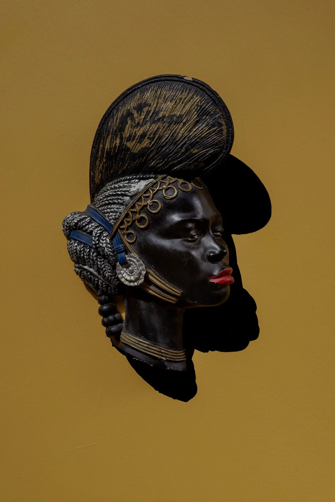 David Adika, Black Female Figure on Yellow Background (Manufactured by Mizrahi, Israel 1960s)