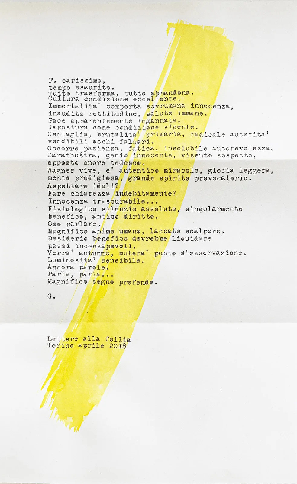 Lettere alla follia, F_ Torino aprile 2018