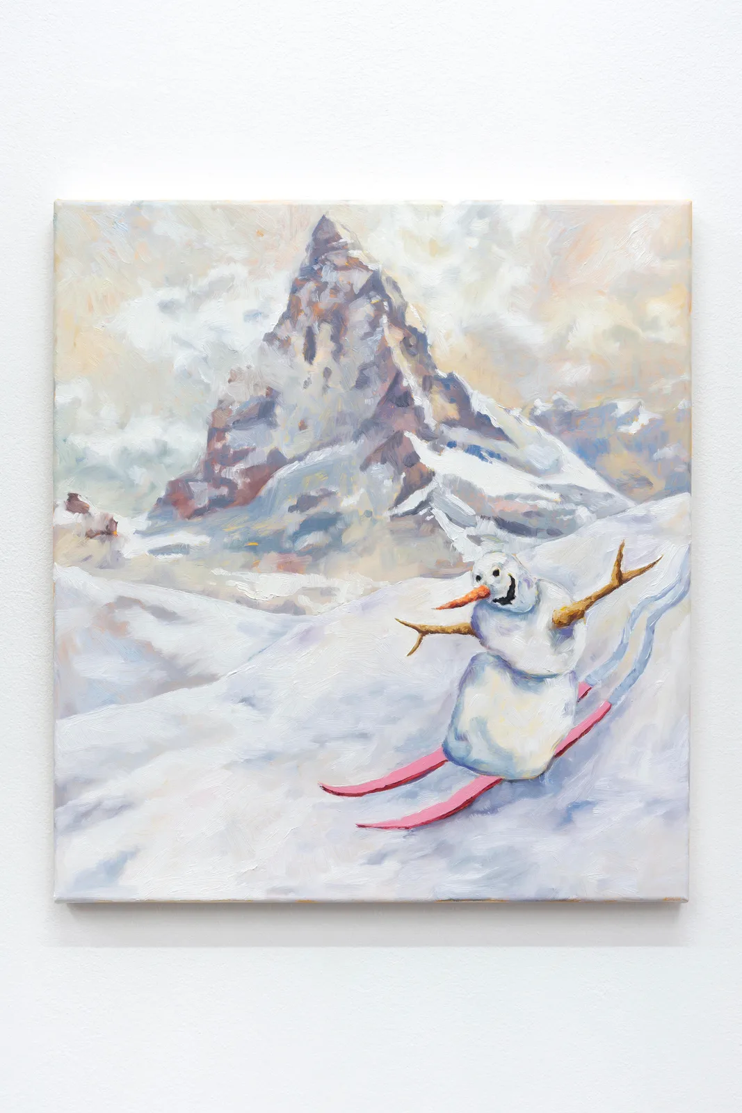 Skiing Snowman (pink skis)