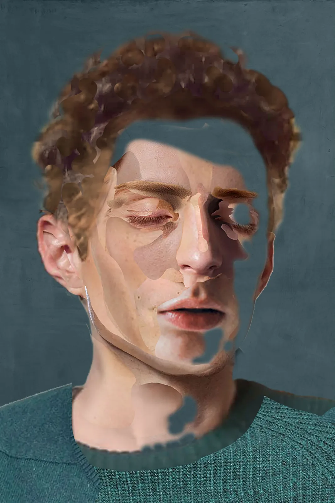 Portrait of a boy on blue canvas