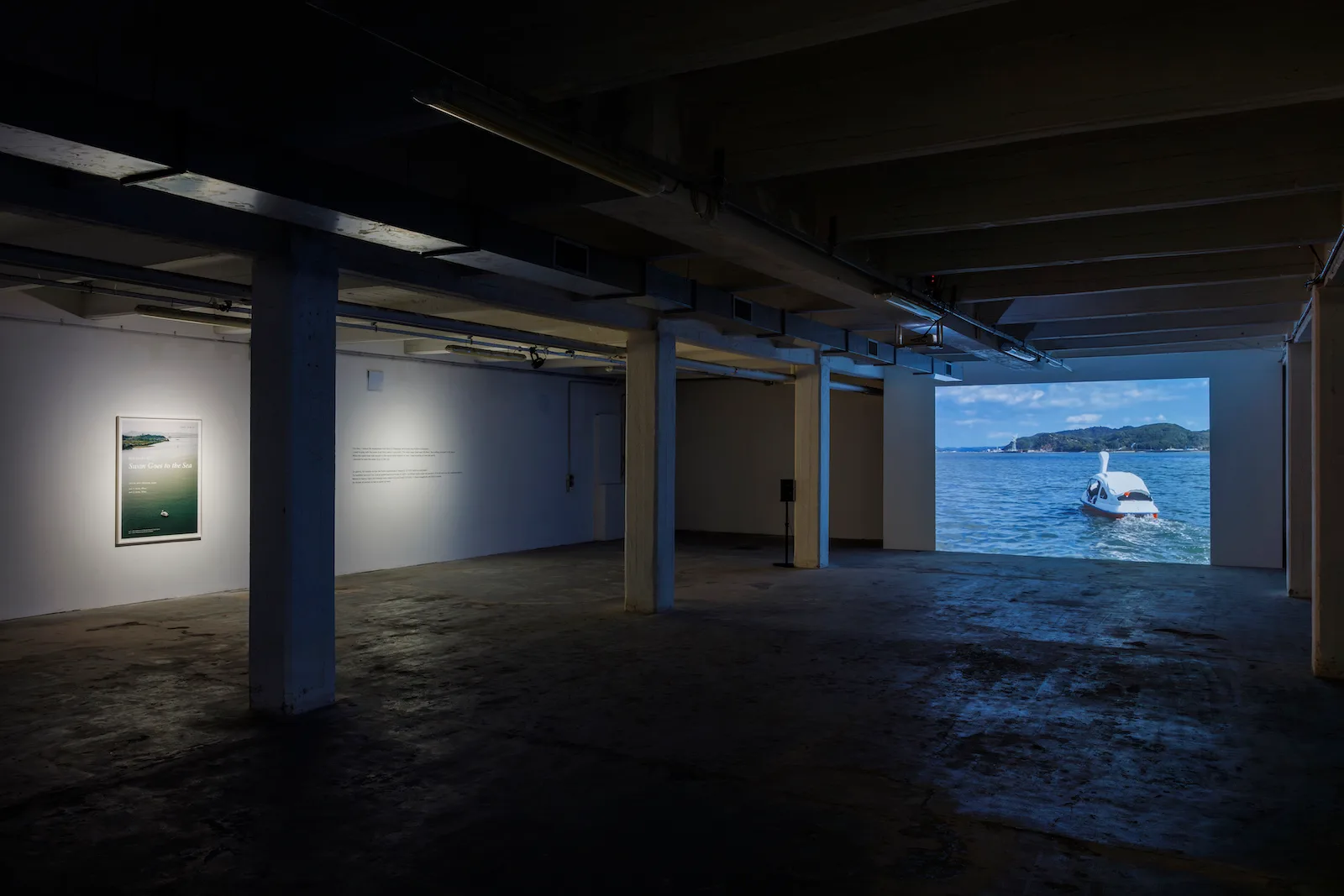 Swan Goes to the Sea, Installation view at SHIMABUKU: Moon, Potato, Swan and Sounds, ZERO..., Milan, 2023