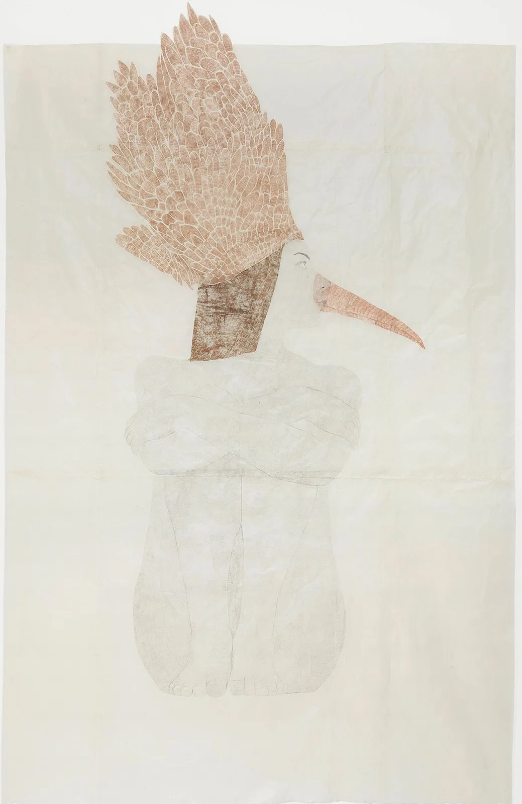 Selfportrait with ibis beak and eagle headpiece