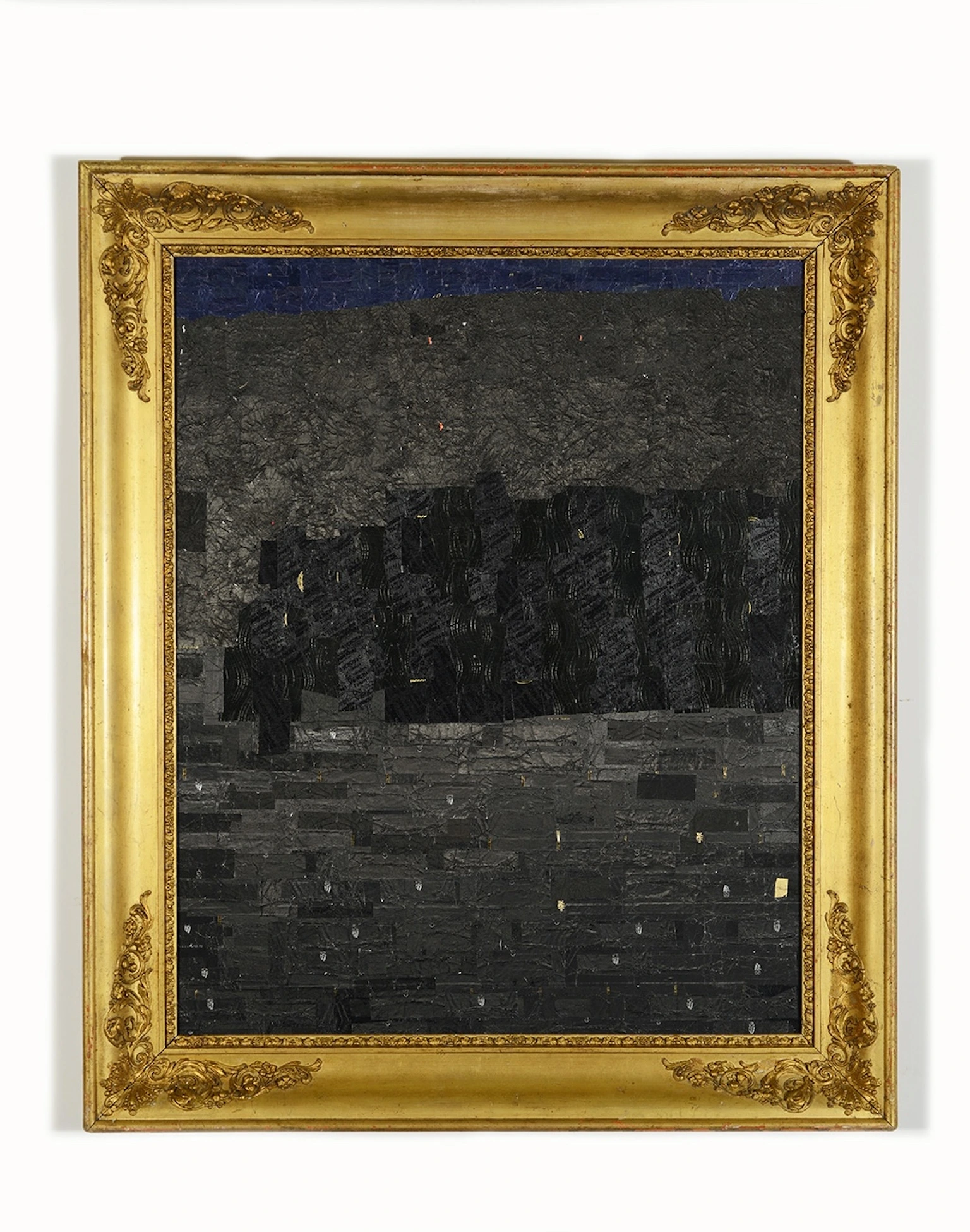 Nero Ghana di Flavio Favelli, collage con carte di cioccolato e cornice originale