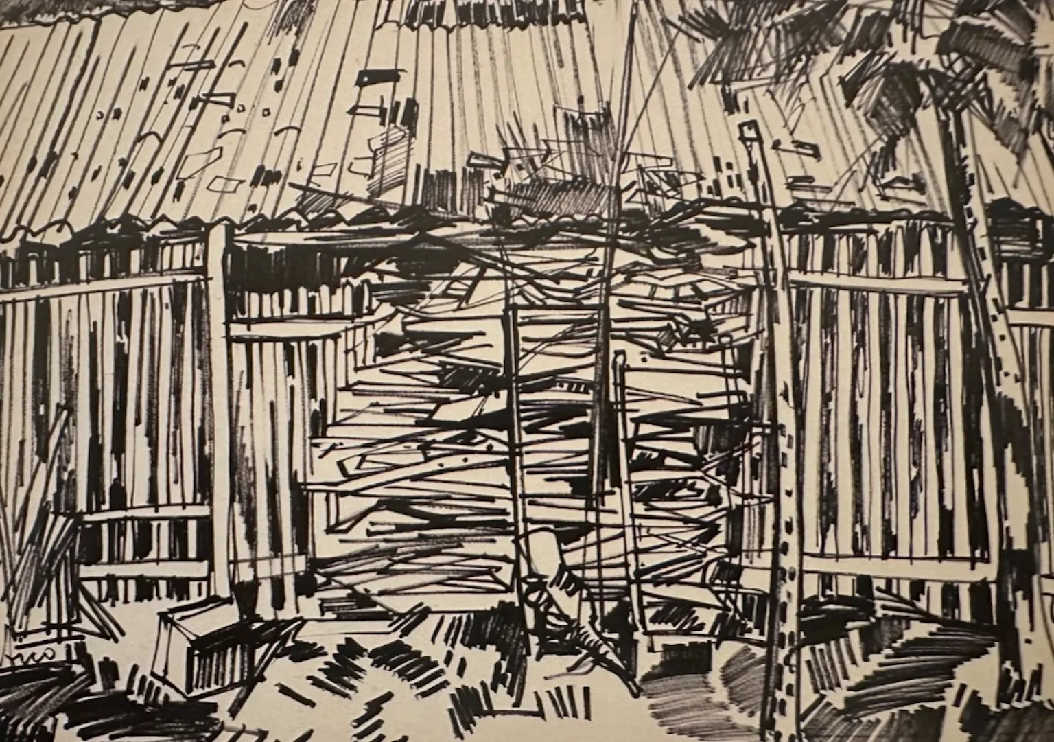 Baracche e staccionata di Ettore Fico, opera del 1957