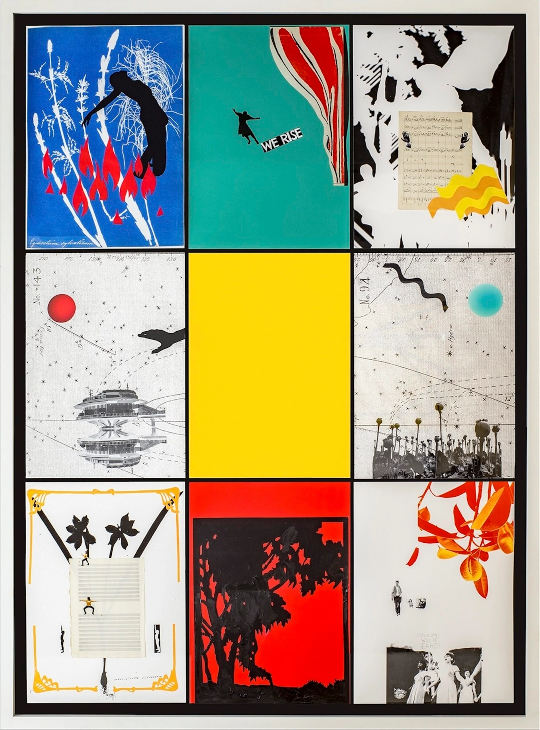Opera *Opera!* di Marinella Senatore, collage e mixed media su carta cotone, 220 x 160 cm, presentata alla fiera Artissima 2025.