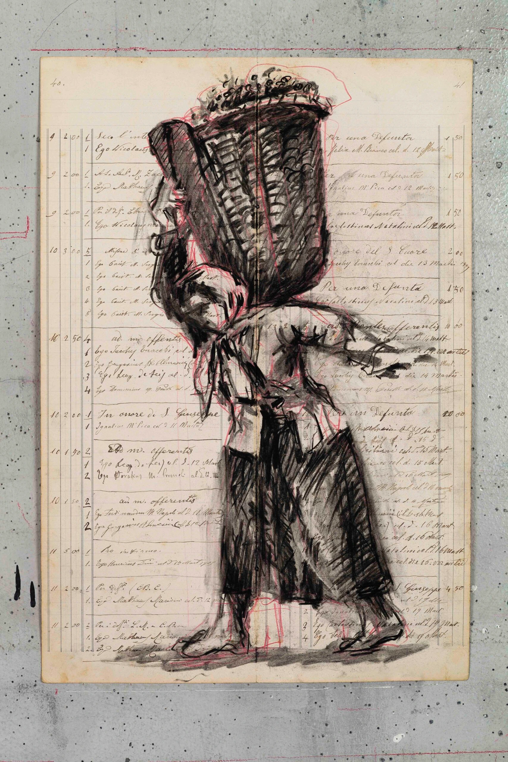 Drawing for wine label (Carrying: Woven Basket)