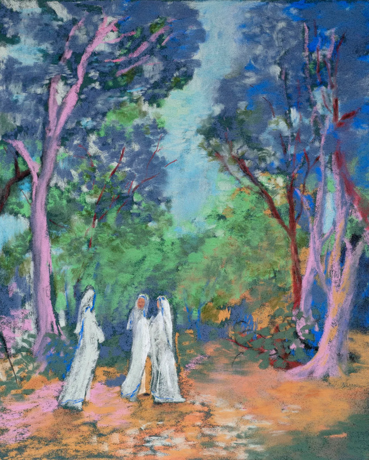 Three nuns in the forest in the Mt. Circeo