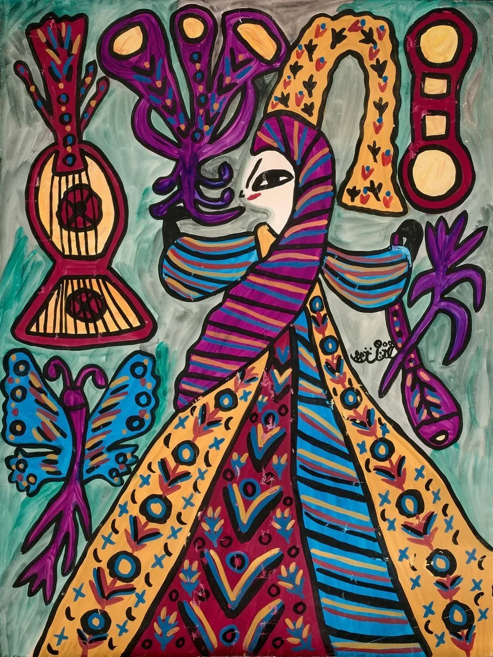 Baya Mahieddine Femme, mandoline et papillon Elmarsa