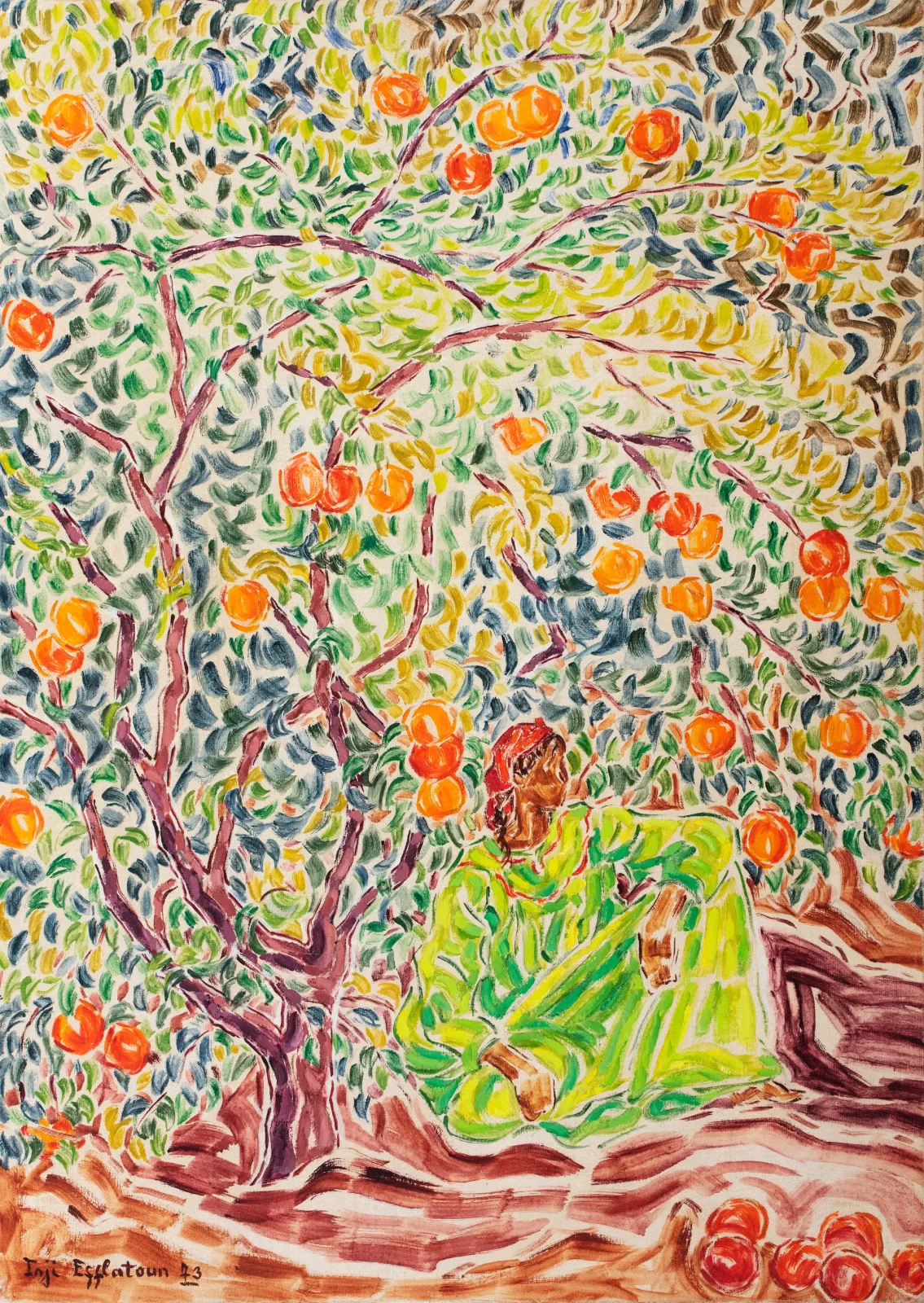 Inji Efflatoun Jeune femme sous l oranger, [Young woman under an orange tree] lilia ben salah