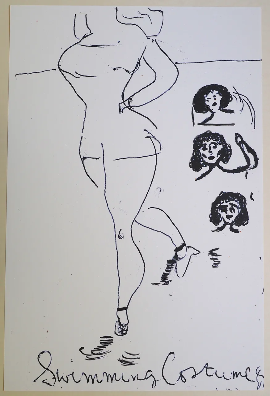 Rose Wylie Girl Now meets Girl Then - Swimming Costume & Heads René Schmitt